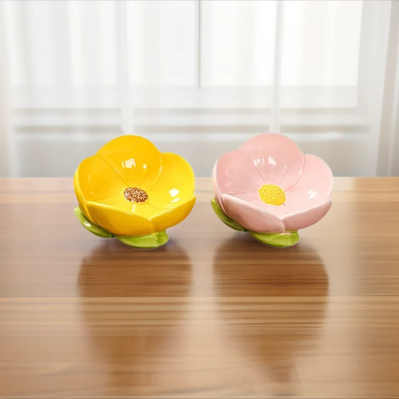 

3d Ceramic Flower Jewelry Tray Tulip Shaped Trinket Dish For Keys Rings Candy Bowl Entryway Decor pink Office Desk Accessory