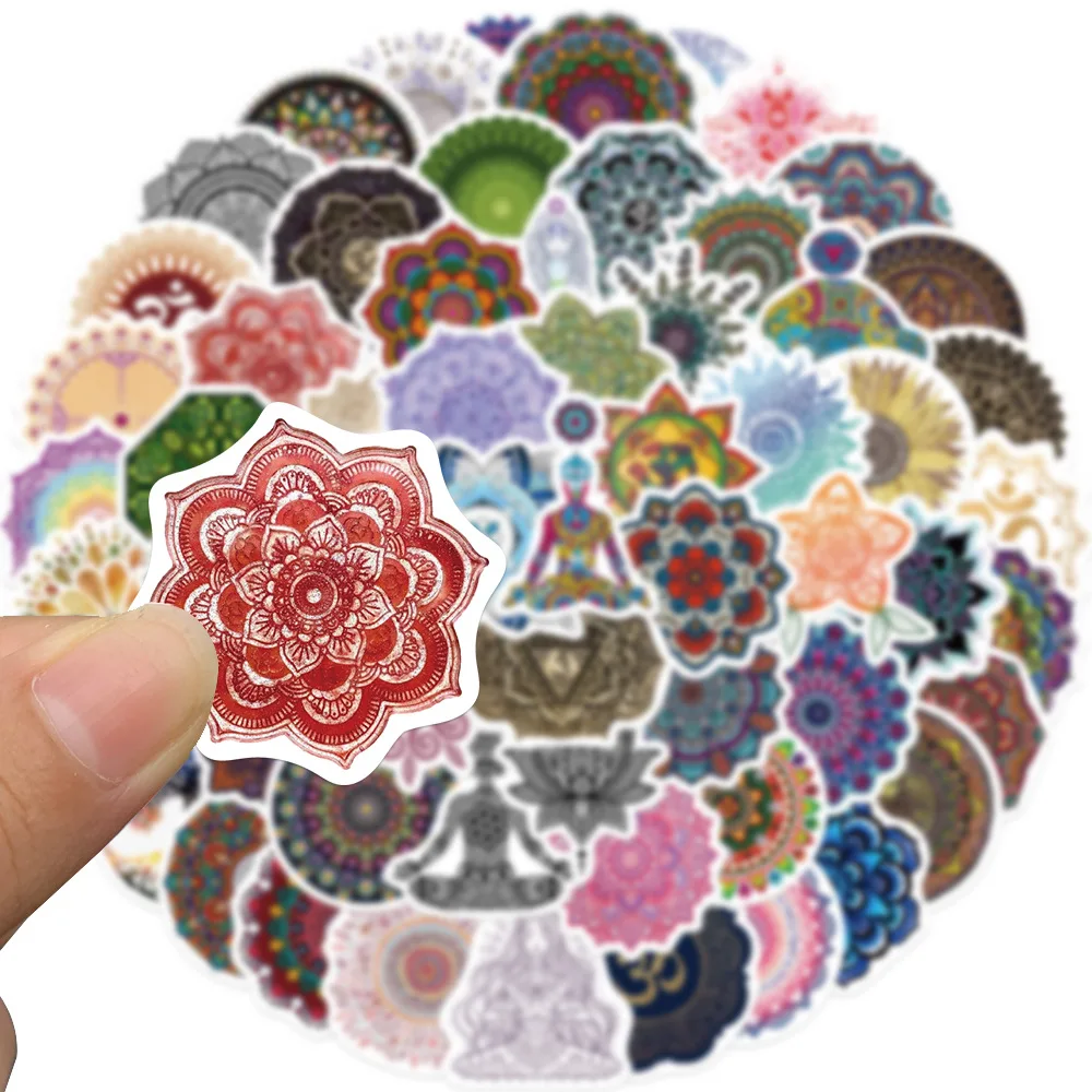 50PCS Cartoon Mandala Flower Yoga Sticker Graffiti iPad Helmet  Water Cup Guitar DIY Wall Sticker Toy Decoration