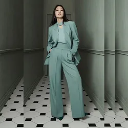Elegant Women Blazer Suits Single Breasted Peak Lapel Outerwear Luxury Office Lady 2 Piece Jacket Pants Female Clothing