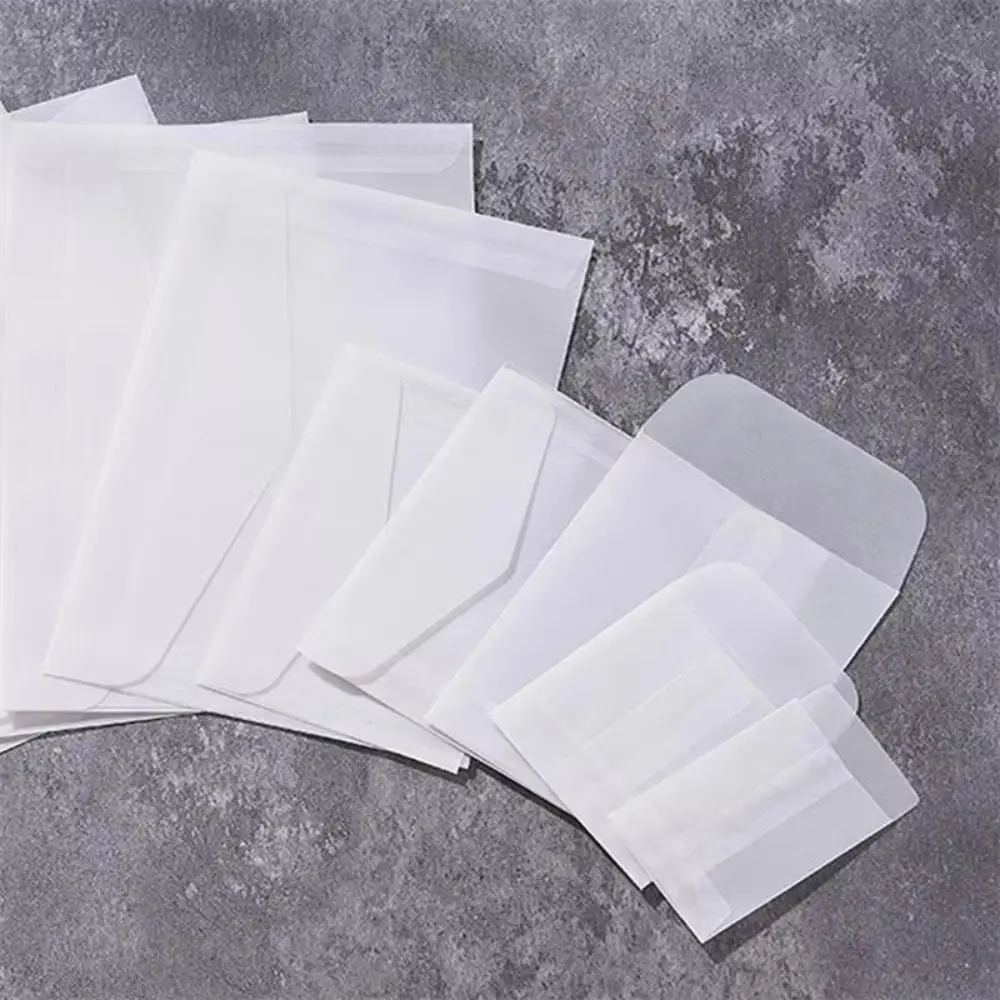 50Pcs/Pack Semi-Transparent Vellum Paper Envelopes Simple Matte Frosted Transparent Paper Bag Translucent Flat Shape