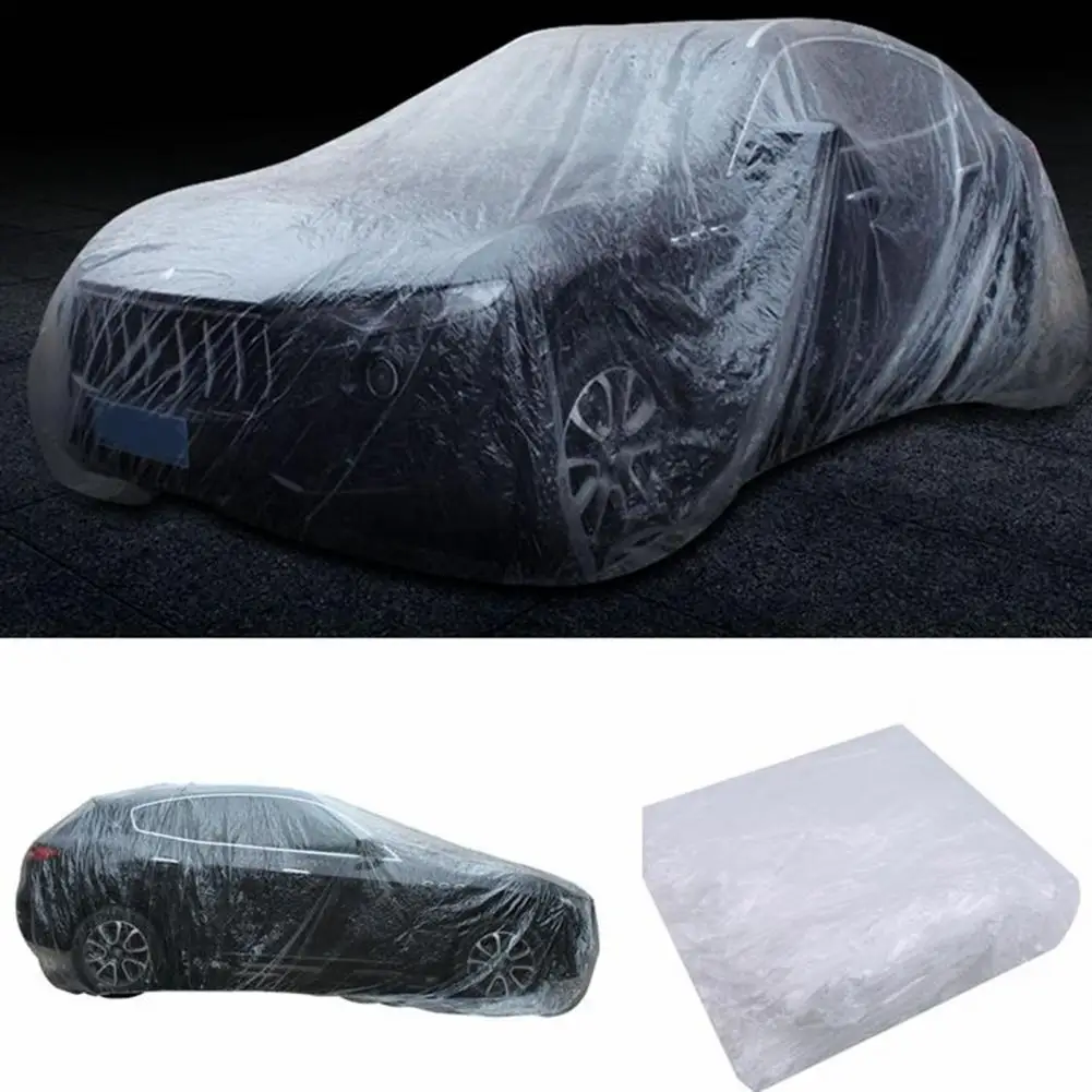 Universal Disposables Car Cover PE Disposables Full Car Shield Waterproof Dustproof Scratch-Proof Windproof Universal Fit For