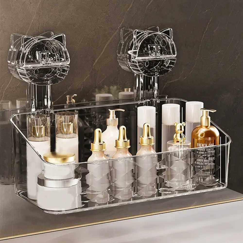 

Plastic Suction Cup Storage Rack Wall Mounted Punch Free Shower Drain Basket Space Saving Strong Load-bearing Bathroom Shelf