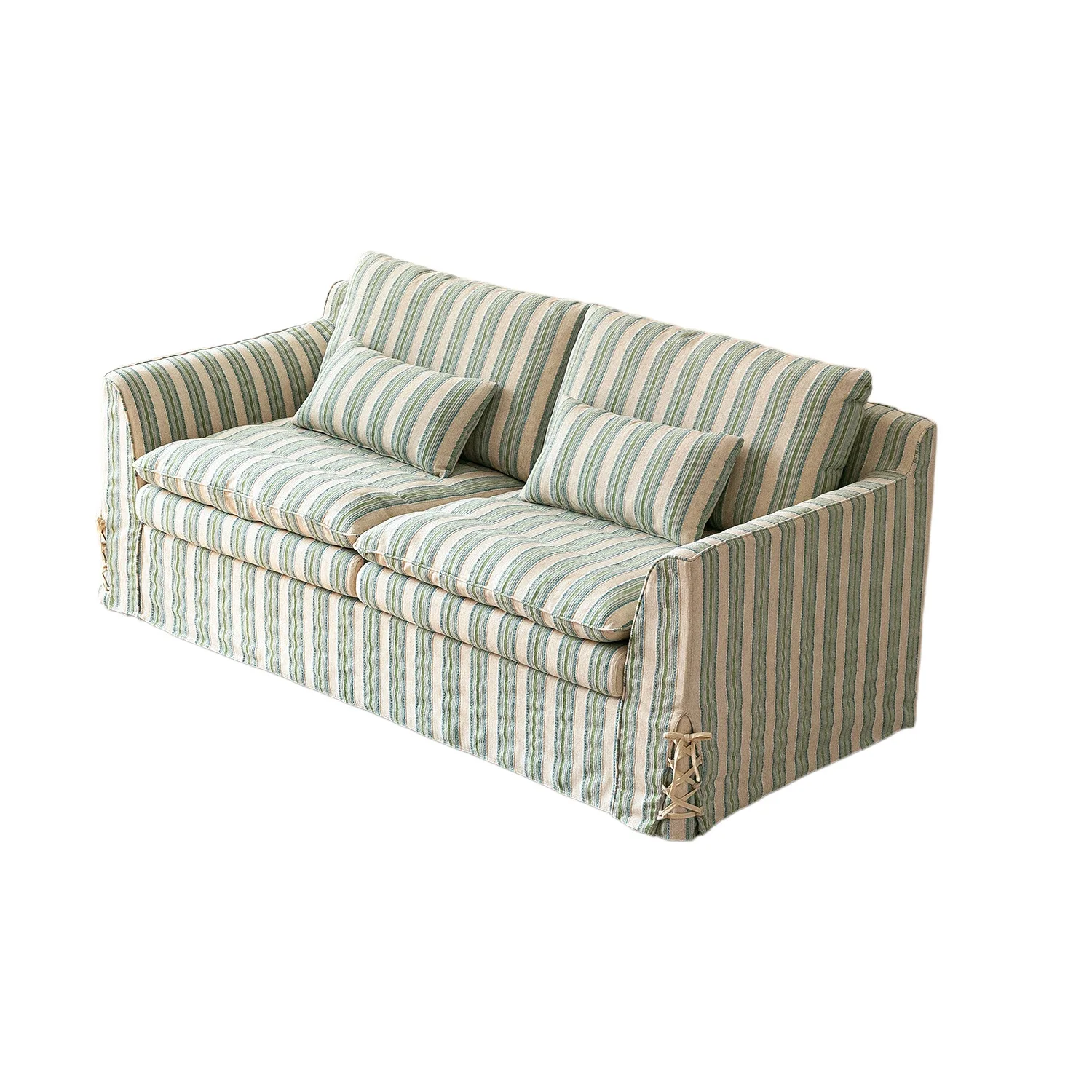 Wabi Sand Cream Wind Fresh Stripe Full Disassembly and Washing Dual-purpose Sofa, Living Room Balcony Study Folding Sofa Bed