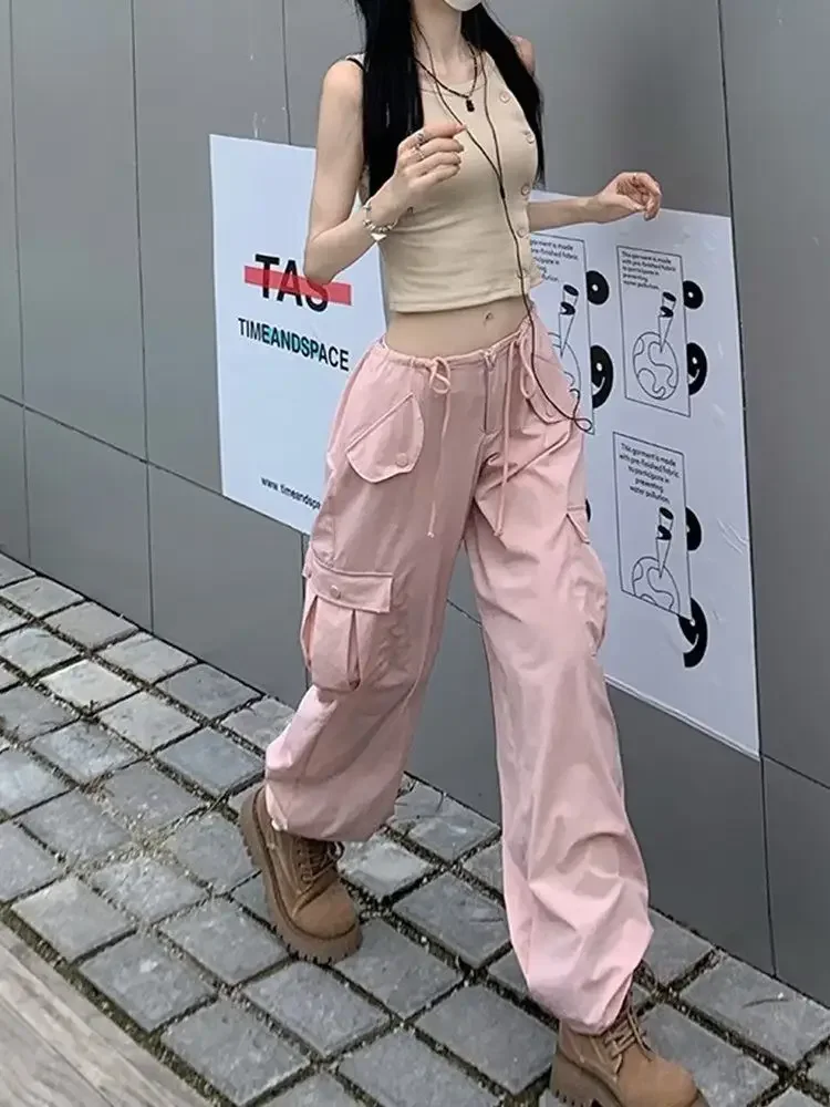 Cargo Pants Women Kpop Y2k Loose New Summer Pink Hotsweet Streetwear Preppy Leisure Chic Design All-match Harajuku OOTD Trouser