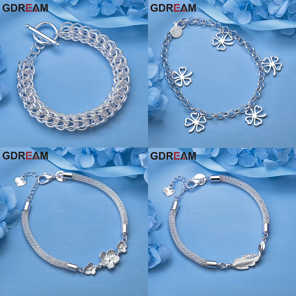 

GDREAM 925 Sterling Silver Five Lucky Clover Small Ring Pendant Bracelet Temperament Creative Women'S Engagement Jewelry