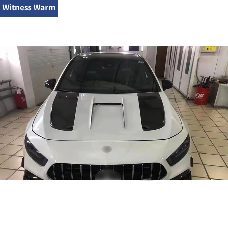 W177 W118 C118 Cla250 Cla45 A35 A45 Carbon Fiber FRP Front Engine Hood Bonnet Cover with Vents for Benz W118 C177 Car Body Kit