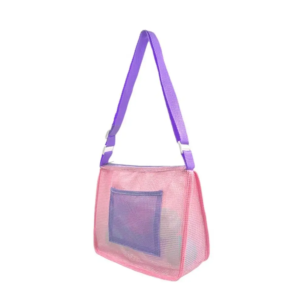 

Zipper Mesh Beach Bag Breathable Ventilated Versatile Tote Bag Foldable with Mini Pocket Toy Organizer Beach Trips