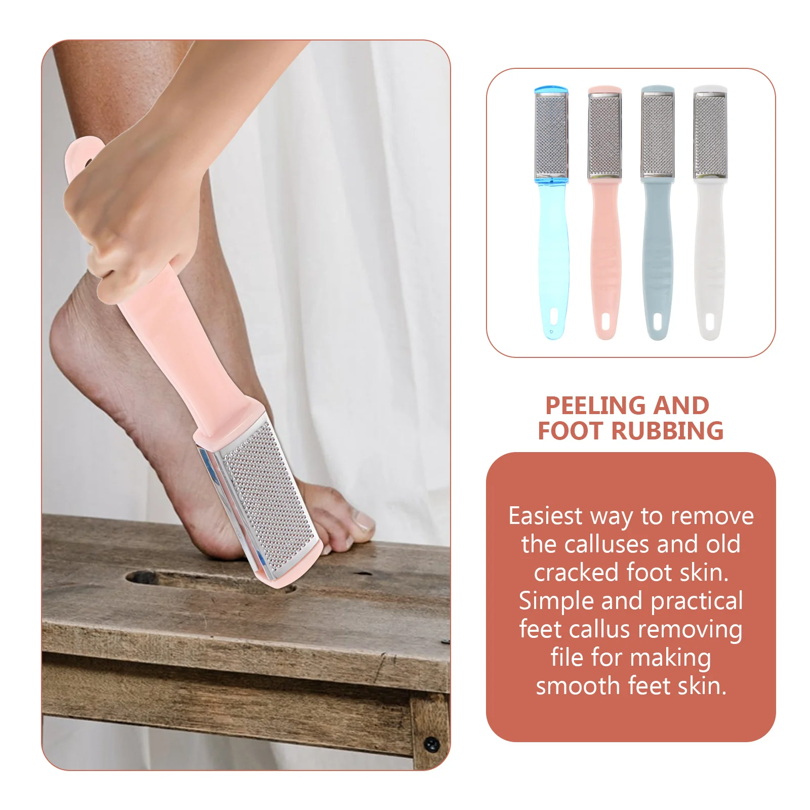 

4Pcs Foot File Double Sided Pedicure Tool for Callus and Hard Skin Removal Smooth Feet Care Scrubber Exfoliator