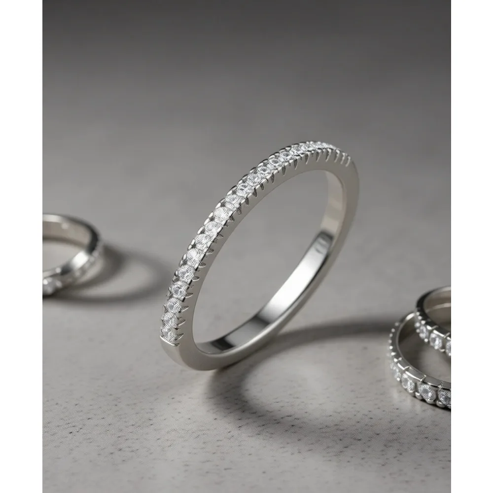 

Кольца Eternity Band для женщин, штабелируемые, с кубическим цирконием 2-2,5 мм, изящные, имитация бриллиантов, не тускнеют, размеры 5-9
