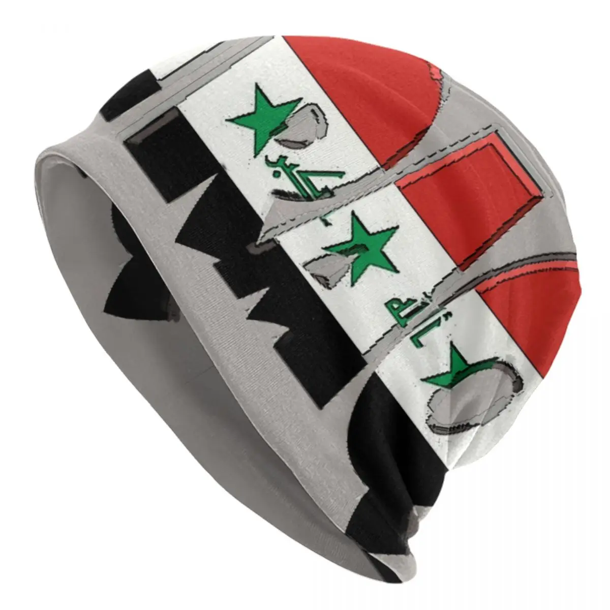 Custom Iraq Font With Iraqi Flag Print Skullies Beanies Caps Unisex Winter Warm Knitted Hat Hip Hop Adult Bonnet Hats Ski Cap