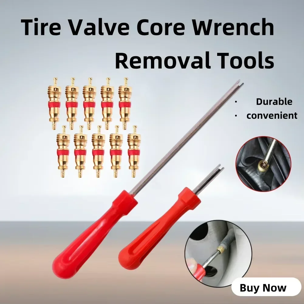 

Bicycle Motorcycle Car Tire Valve Core Wrench Removal Tools Kit Plastic Handle Iron Plated Wrench Core Tire Repair Install Tool