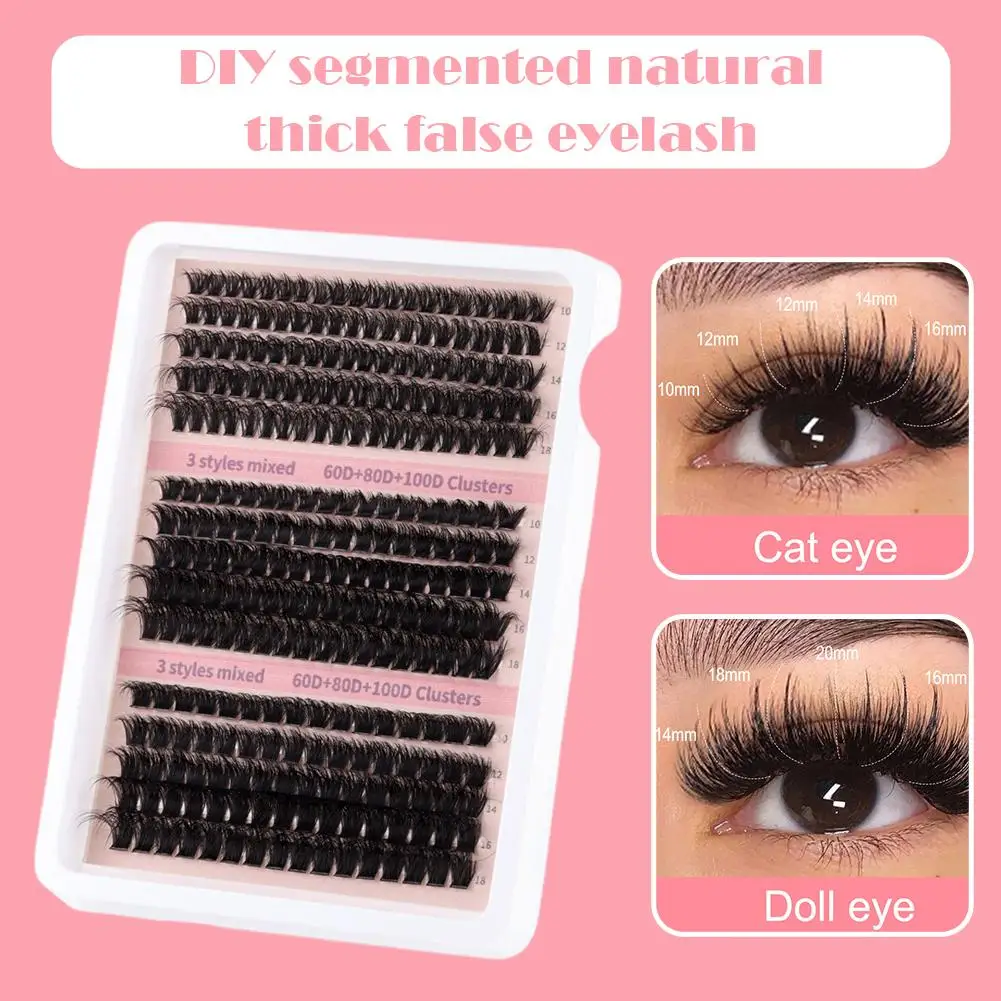 1Set False Eyelashes Kit Single Segmented Three-dimensional Simulation Thick Curl Lashes Natural Fluffy Eyelash Extension Makeup