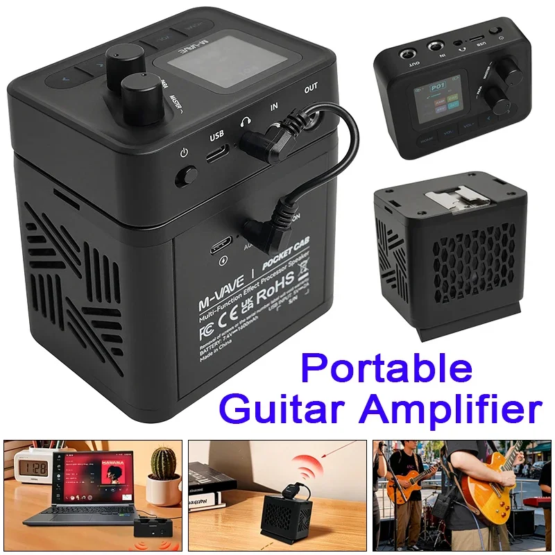 M‑VAVE POCKET COMBO Portable Guitar Amplifier, Multi‑Effects Pedal Processor with Built‑in Rechargeable Speaker