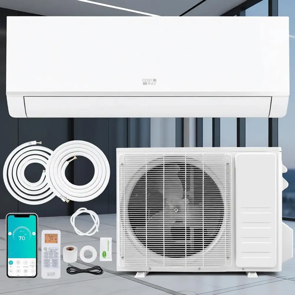 Efficient 9000 BTU Mini Split AC with 21 SEER, Heat Pump, and Installation Kit for 450 Sq. Ft.