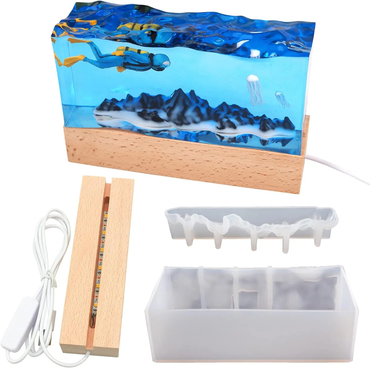 DIY Crystal Epoxy Resin Mold Mountain Sea Wave Sea Water Surface Mirror Silicone Mold