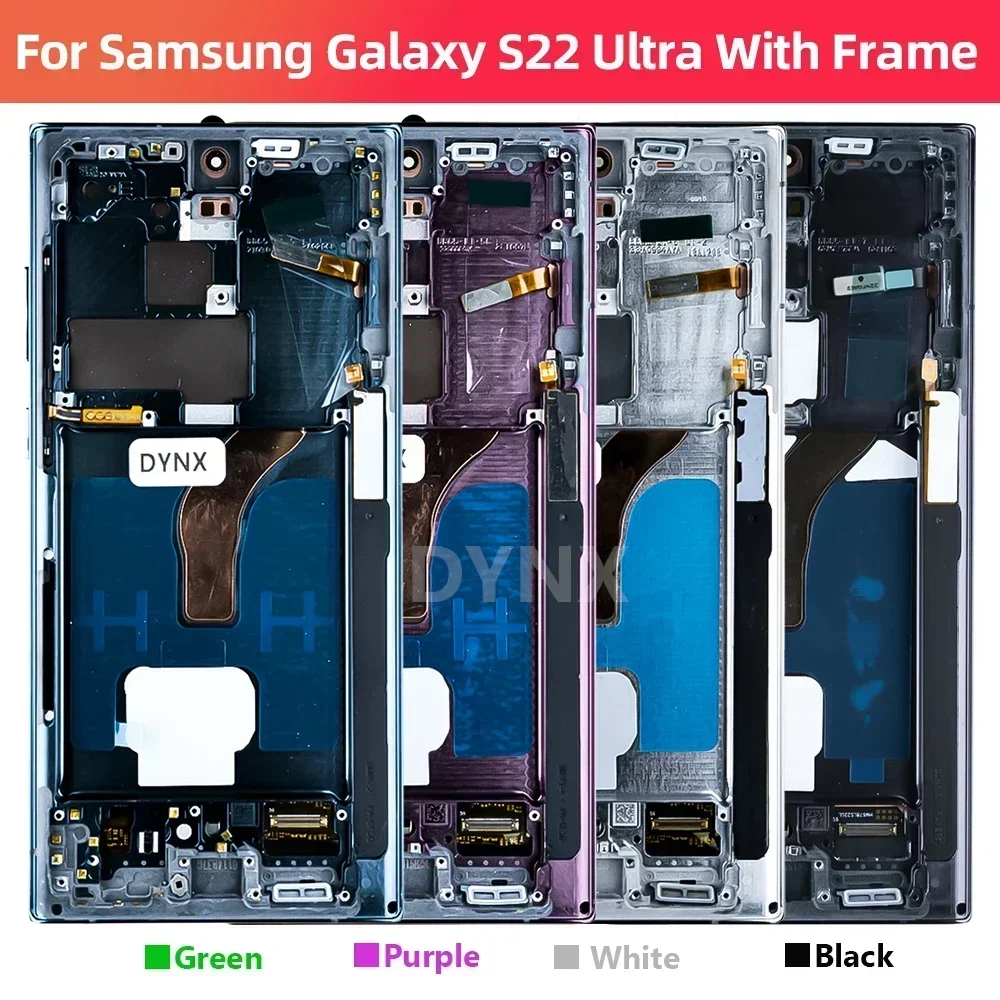 6.78‘’ EU Super OLED LCD For Samsung Galaxy S22 Ultra LCD Display S908 S908B S908U Touch Screen Assembly Replacement With Frame