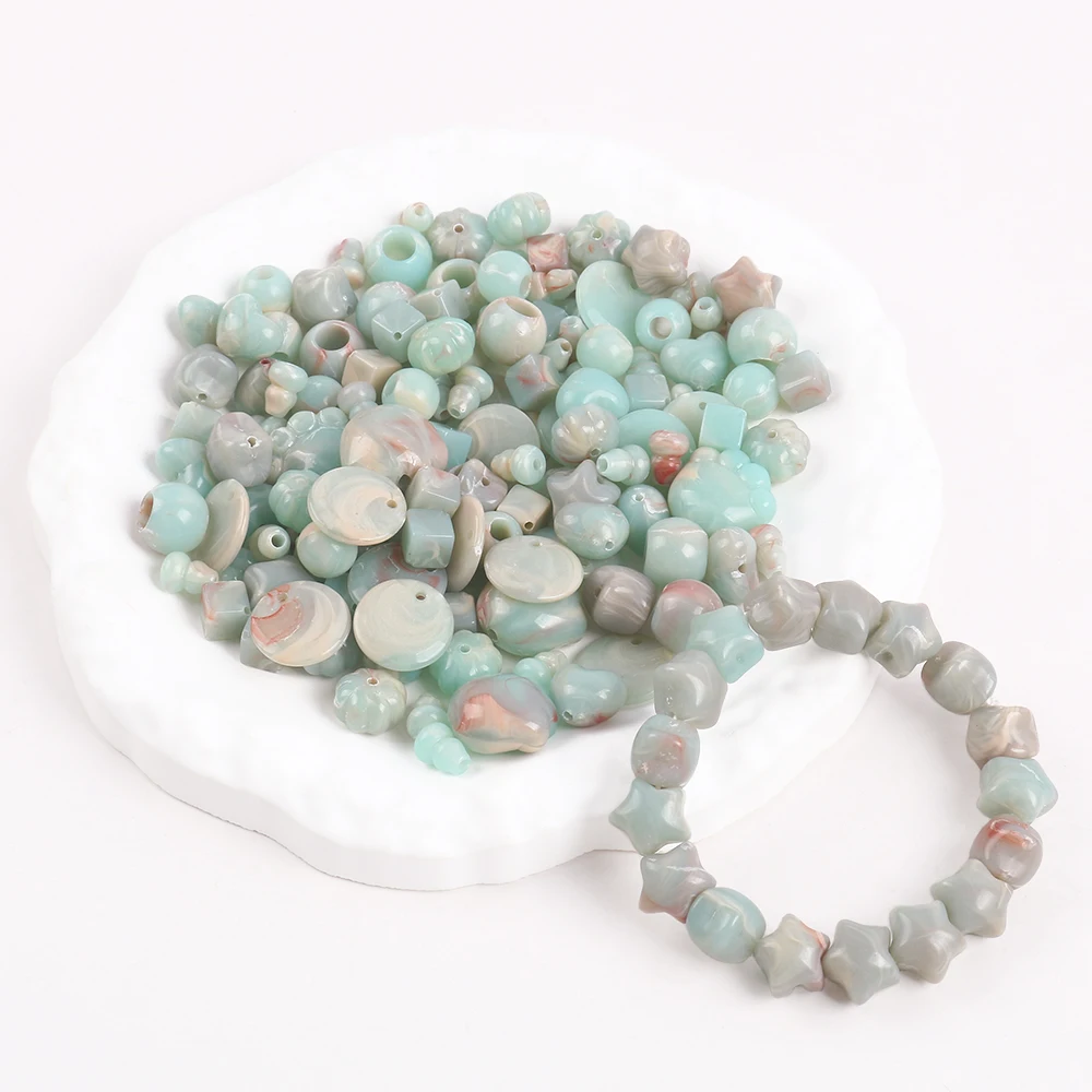 

10-50pcs Acrylic Mixed Color Imitation Natural Stone Heart Star Cat Paw Acrylic Beads Spacer Beads for Jewelry Making DIY Charms