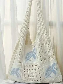 1 bolso tote hueco de ganchillo con diseño de tortuga marina, bolso de hombro vintage de gran capacidad para vacaciones, bolso de playa para ir al trabajo