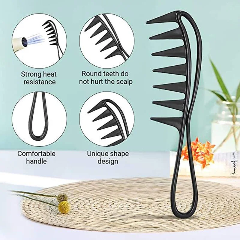 2-piece wide toothed comb set, anti-static, suitable for hair and curly hair care, portable hairdressing tool for travel