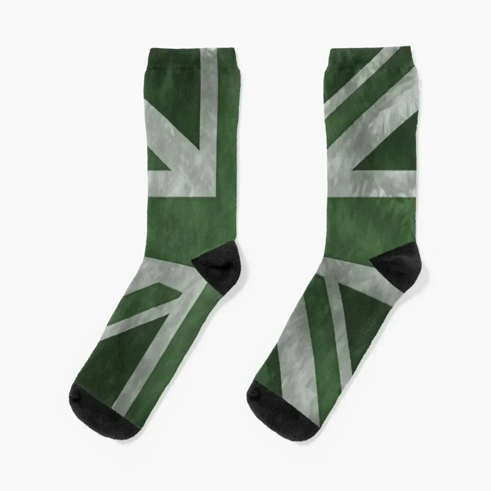 

Green Distressed Union Jack Socks Non-slip aesthetic sheer cute Socks Female Men's