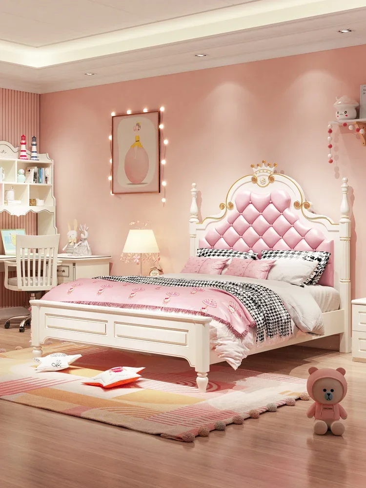 Princess Bed Modern Simple Single Bed 1.5 Pink Cot Furniture Combo Set