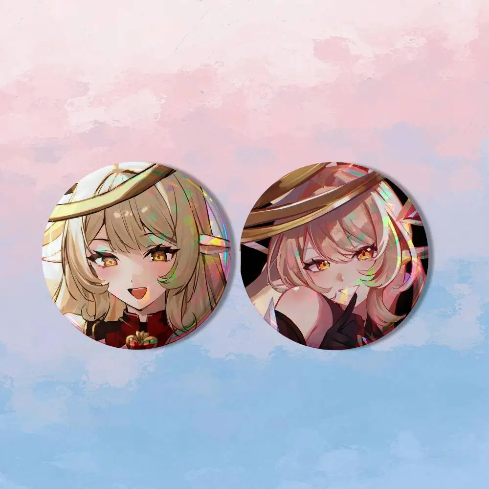 Genshin Impact Alice Hexenzirkel 2 piece set Pins Creativity Printed Pictures Text Metal Lapel Badges Brooches Jewelry Gift