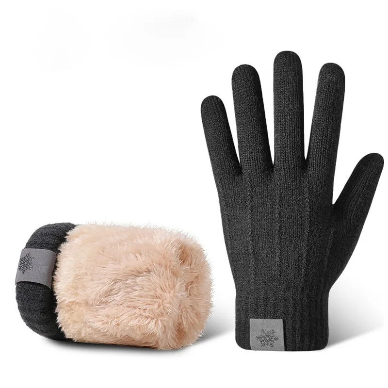 Touch Screen Gloves for Men Women, Winter Warm Flece Lined Knit Gloves, Stretchable Thickened Skiing Travel Gloves