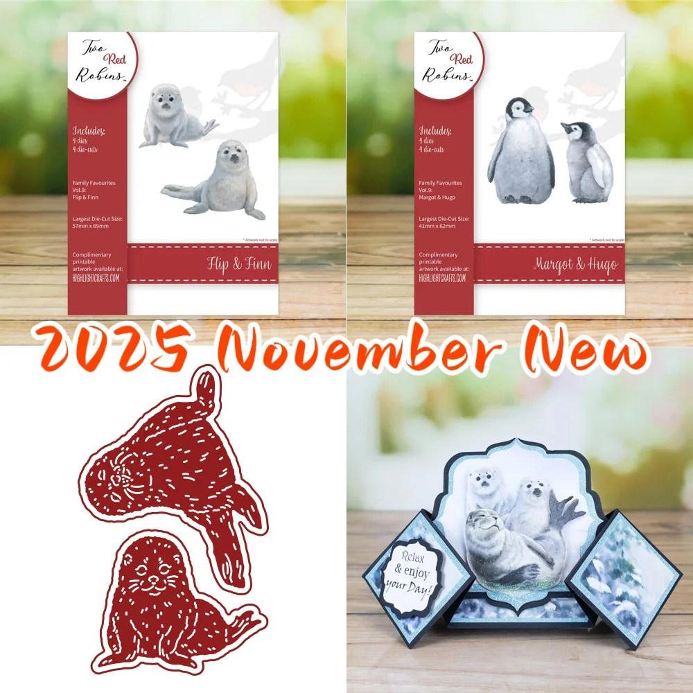 

Penguins and dolphins Metal Cutting Dies Scrapbook Diary Decoration Stencil Embossing Template DIY Greeting Card Handmade