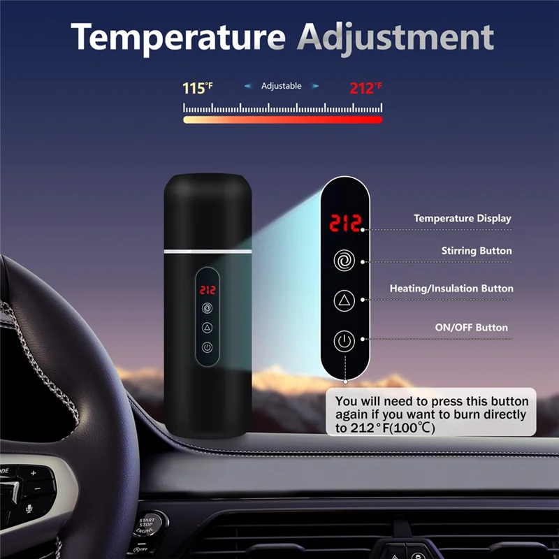 A65Z غلاية السيارة المحمولة كوب تسخين المياه المحمولة مناسبة لتسخين الشاي والقهوة والحليب