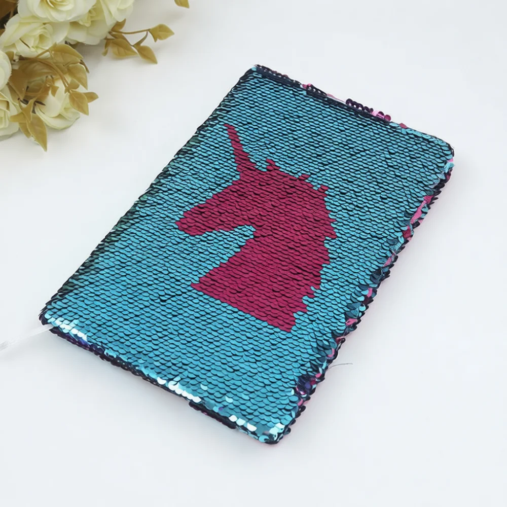 Double Sided Sequin Journal A5 Notebook Colorful Magic Diary Pad Creative Stationery School Supplies Office Note