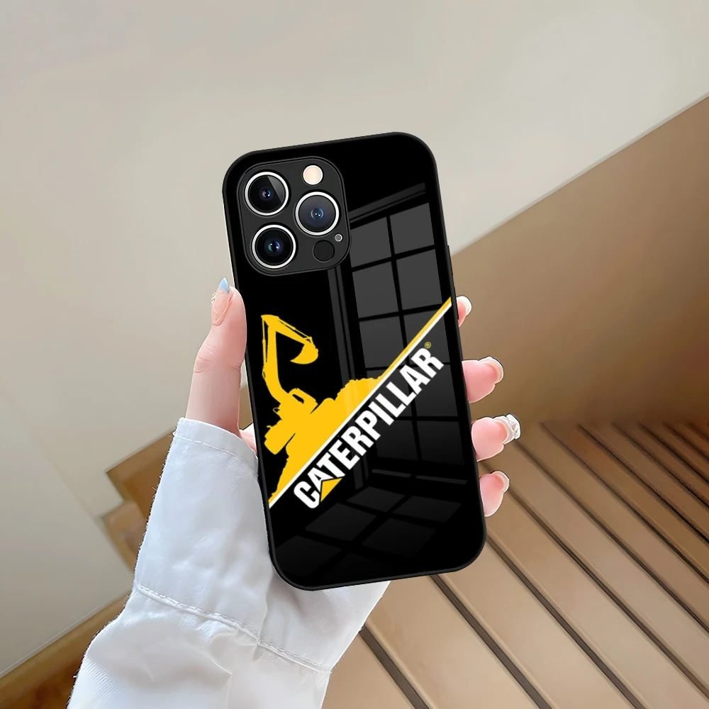 C-CaterpillarES Dozer Logo Phone Case Tempered Glass For iPhone 13 15 14 12 11 Pro Max Plus Mini X XR XS 8 7 6s SE2020 Coque