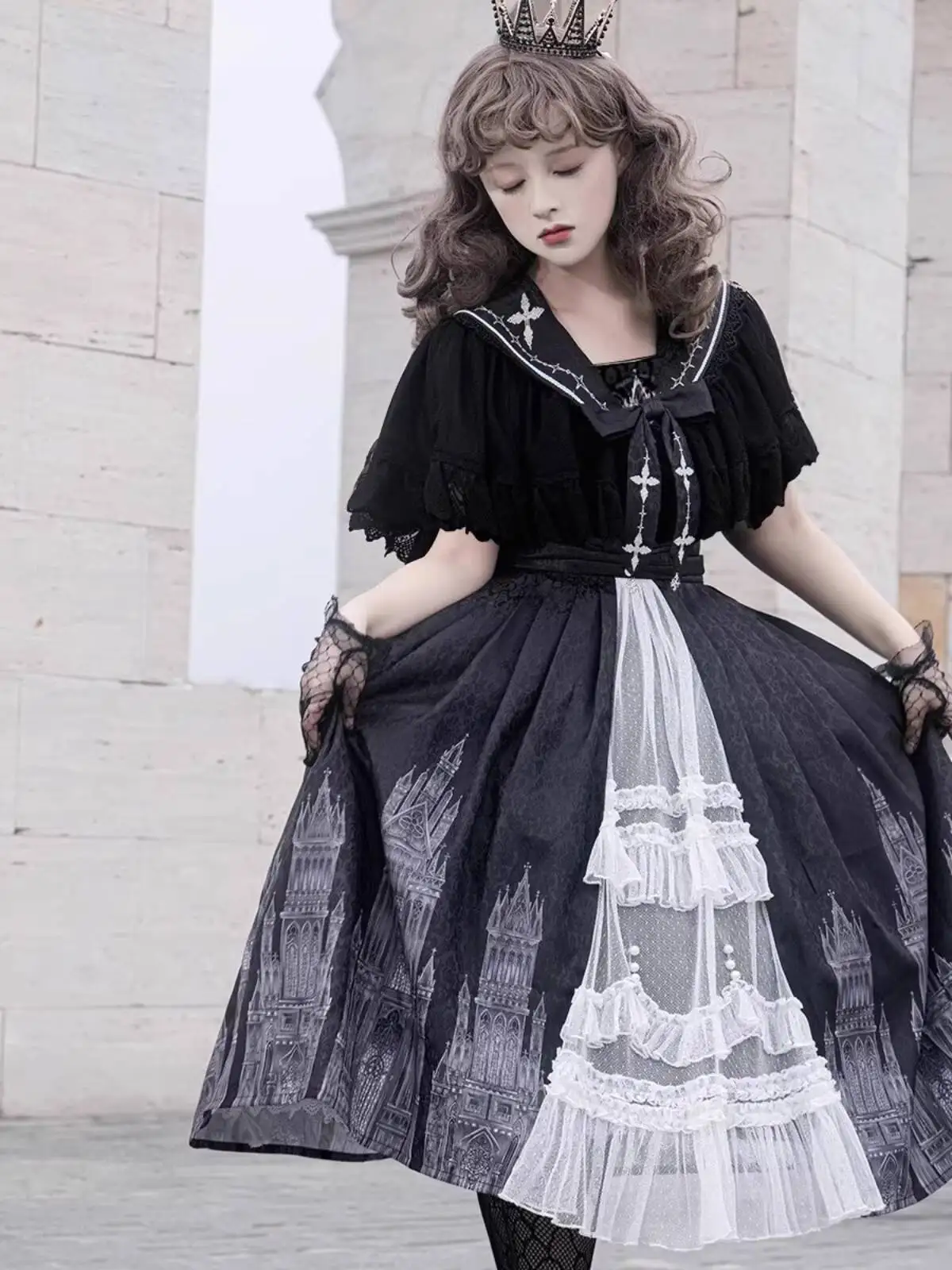 

New Silent Church Lolita Dress Gothic Style Retro Dark Lolita Western-style Clothing Fiesta Carnival Halloween Cos Cosplay