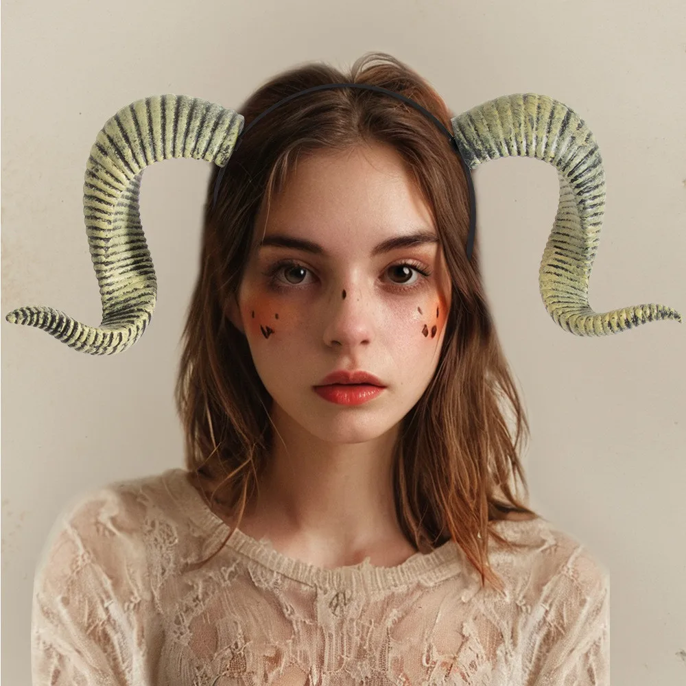 Halloween DIY Removable Devil Horns Hairband Costume Accessory Gothic Party Headpiece Cosplay Witch Craft Headgear