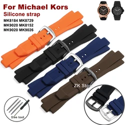 Soft Watch Strap for Michael Kors Silicone Watchband MK8184 MK8729 MK9020 MK8152 MK9020 MK9026 Men Replace Watch Accessories
