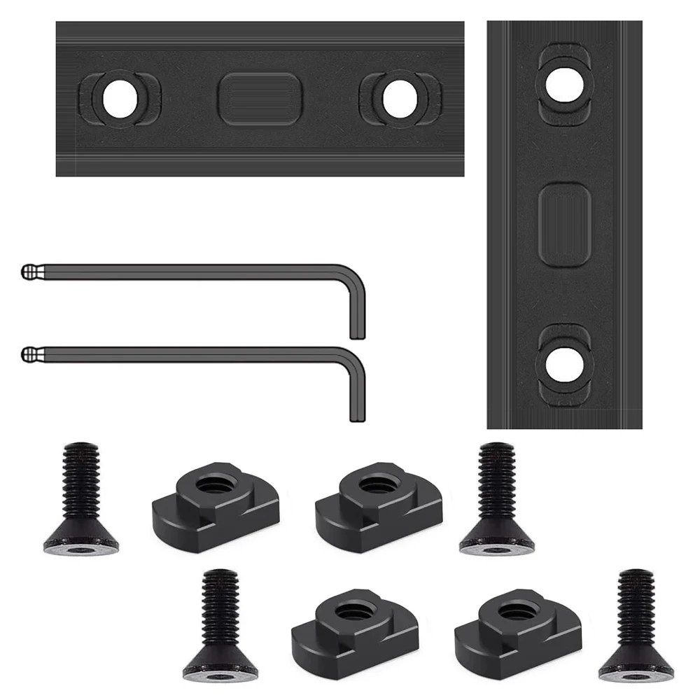 Single Keymod Picatinny Rails Set 5 Slot with 4 T-Nuts & 4 Screws, 2 Allen Wrench - Black - 2Pcs