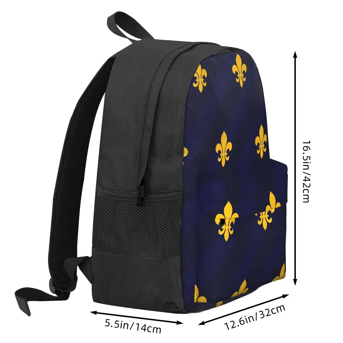 Fleur De Lys Gold Blue Backpack Hot Sale Daypack Large Capacity Children BookBag School Bag Shoulder Bags for Men Women
