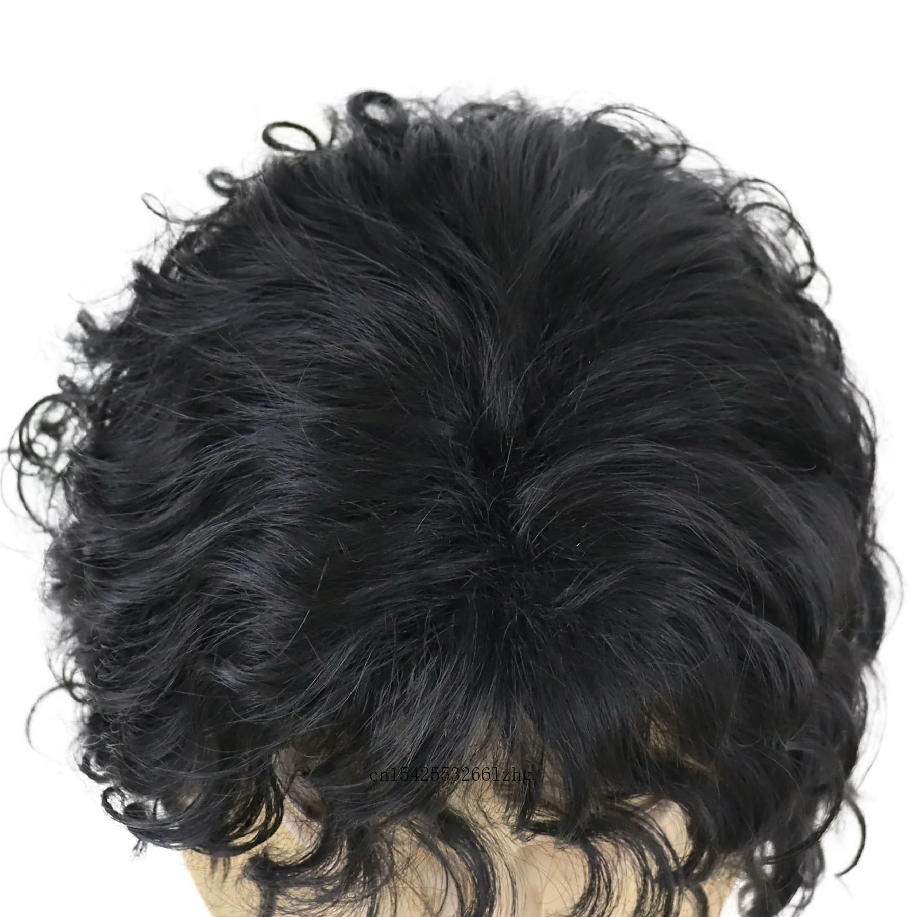 GNIMEGIL Synthetic Natural Black Wig Long Curly Hair for Men Daily Use with Bangs Cancer Patient Gift Outfits Costume Party Wig