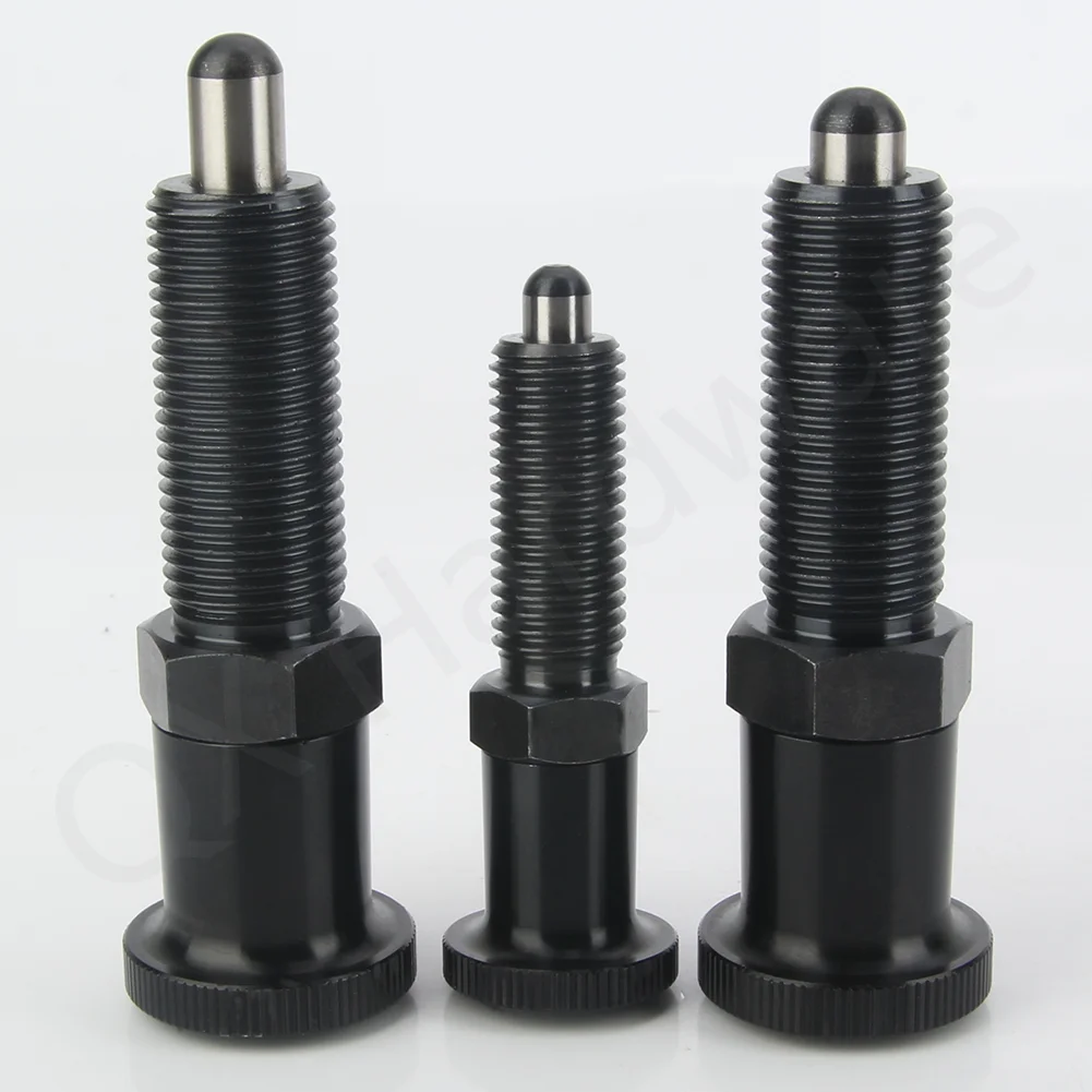 QX212-BK Retractable Knob Plunger Carbon Steel Spring Return Knob Plunger Spring Indexing Plunger  With M8/10/12/16 Thread