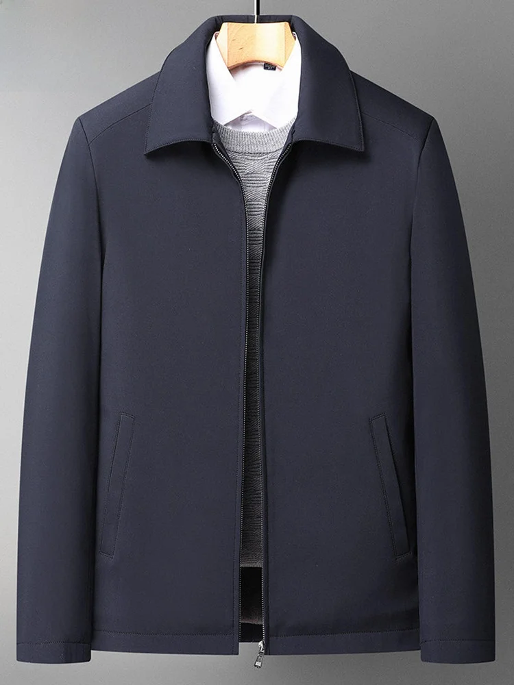 

Утепленная мужская куртка на флисовой подкладке с отложным воротником, теплая хлопковая верхняя одежда для мужчин среднего и старшего возраста, для бизнеса и отдыха.