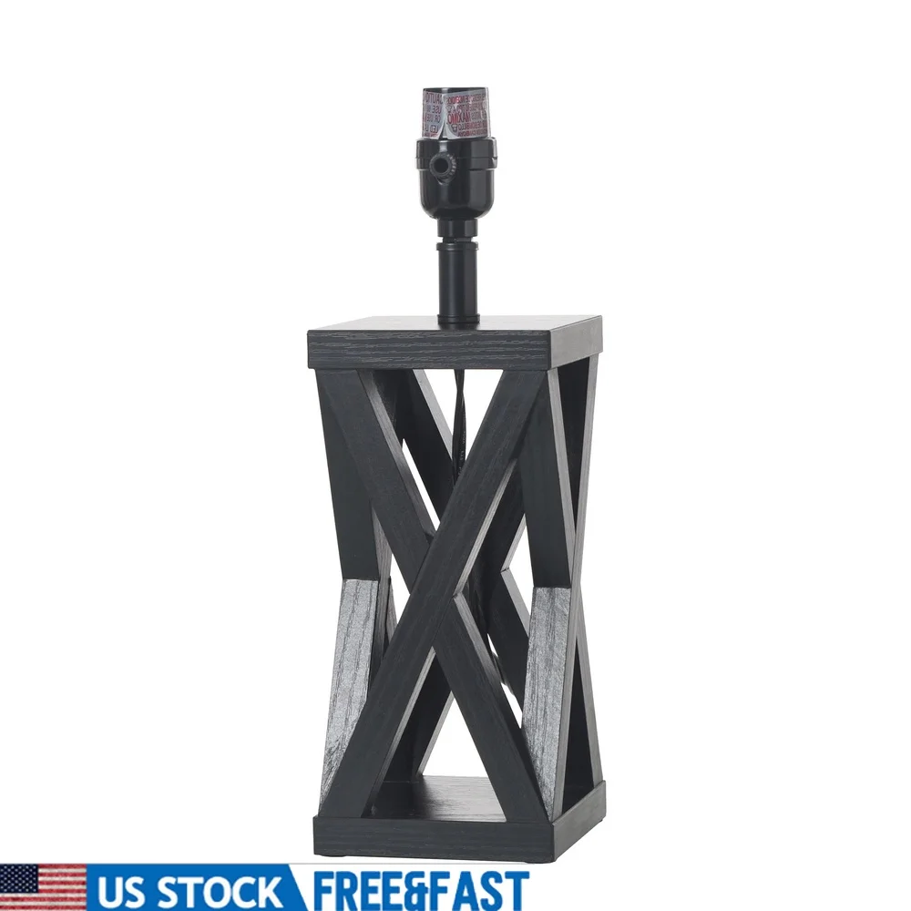 

Crossmill Black Accent Lamp Base Sturdy Wood Construction Rotary Switch Single Light Socket Versatile Home Decor Table Lighting