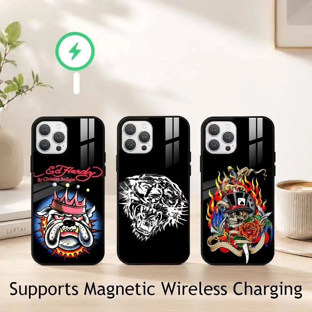 

Fashion E-Ed H-Hardy Phone Case For iPhone17,16,15,14,13,12,11 Plus,Pro Compatible with magnetic wireless charging