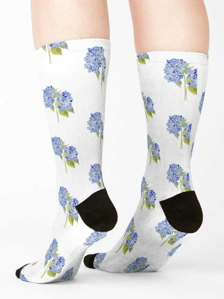 Blue Gouache Hydrangea Socks golf professional running cycling christmas gifts Socks Woman Men's