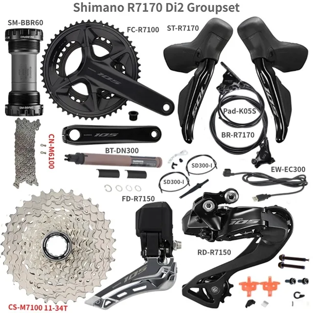 Shimano 105 Di2 R7170 Группа комплекта дисковых тормозов 2х12