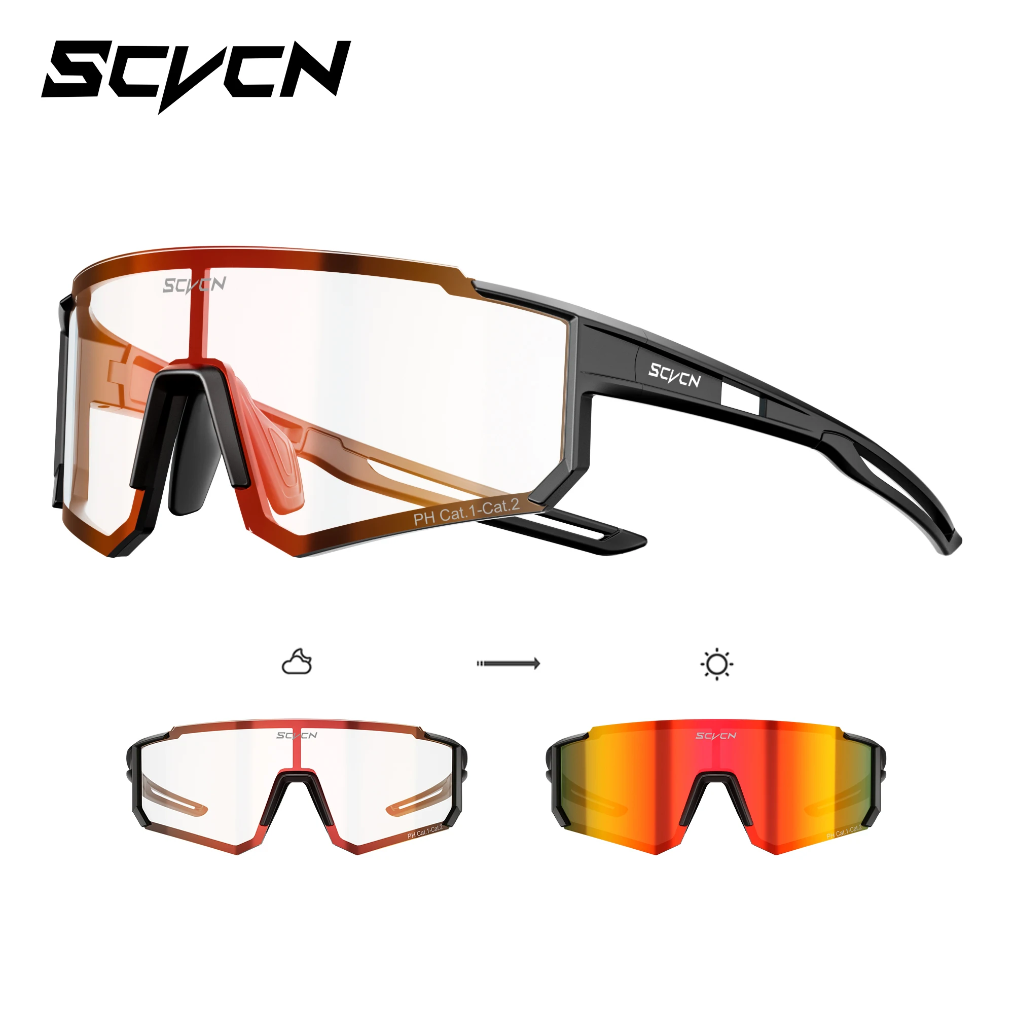 AliExpress SCVCN UV400 HD Photochromic Cycling Glasses Sports Sunglasses Outdoor Road Cycling Glasses Hiking Windproof MTB Bike Sunglasses