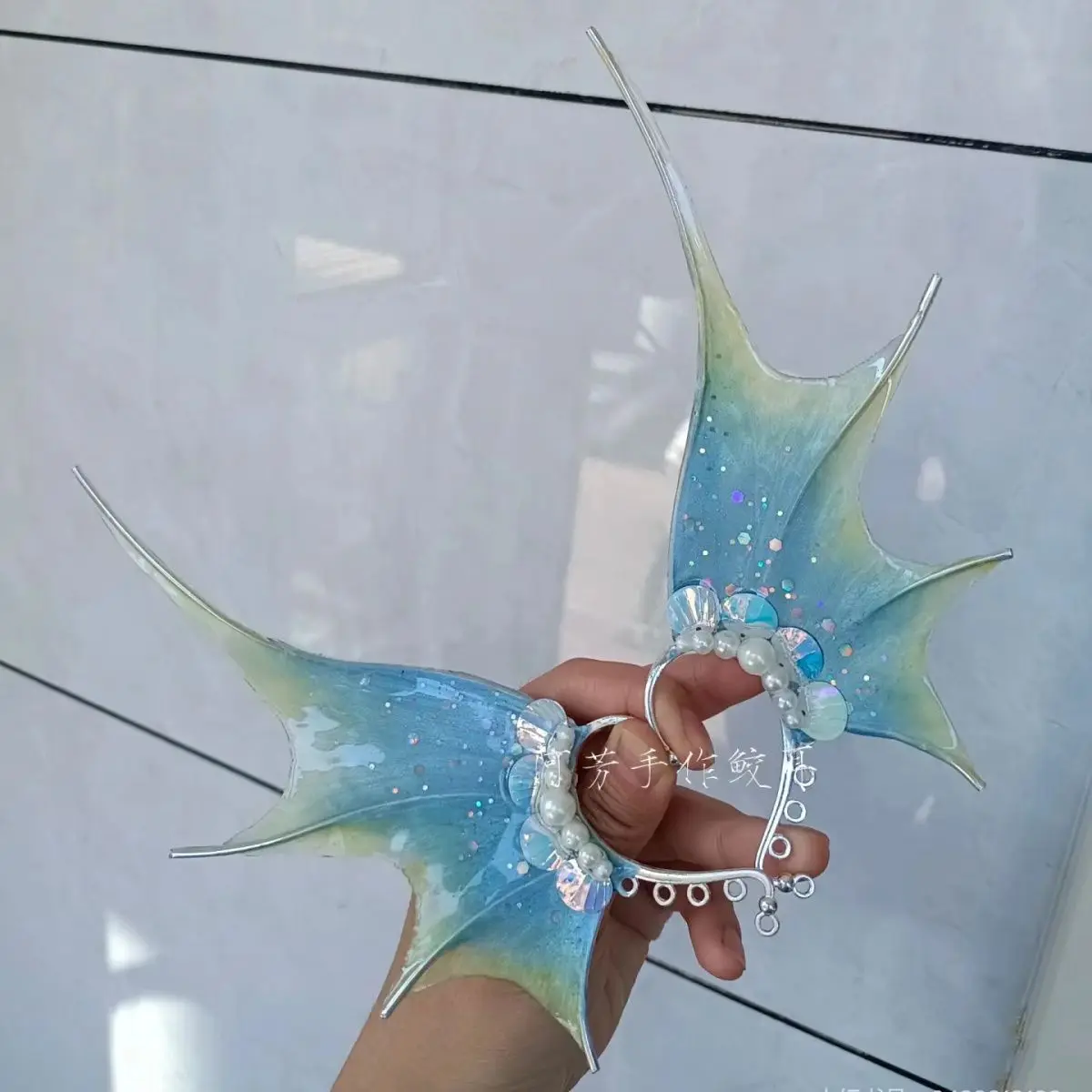 NEW Mermaid Ears COS Gradient Shark Ears Headdress Fairy Wizard Hair Accessories Shark Ears Mermaid Props Photo Cosplay 6