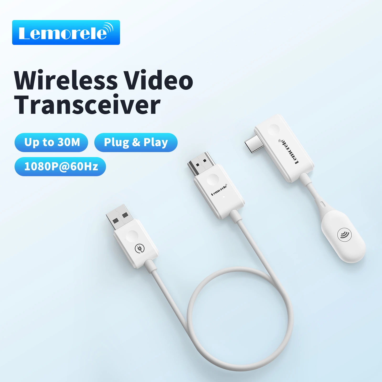 Lemorele Wireless Type C to HDMI Transmitter Receiver Wireless Extender Kit 30M Audio Transmit for TV Camera Projector Phone