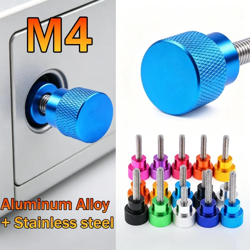 1/2/5Pcs M4 Aluminum High Step Thumb Screws Aluminum Knurled Head Staniless Steel Thread Hand Tighten Thumb Screws Anodized