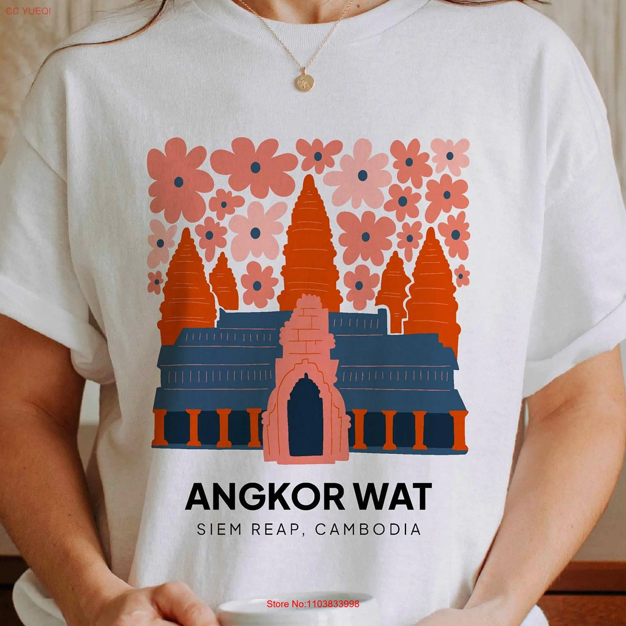 Angkor WaT T Shirt Cambodia Cambodian Siem Reap Souvenir long or short sleeves