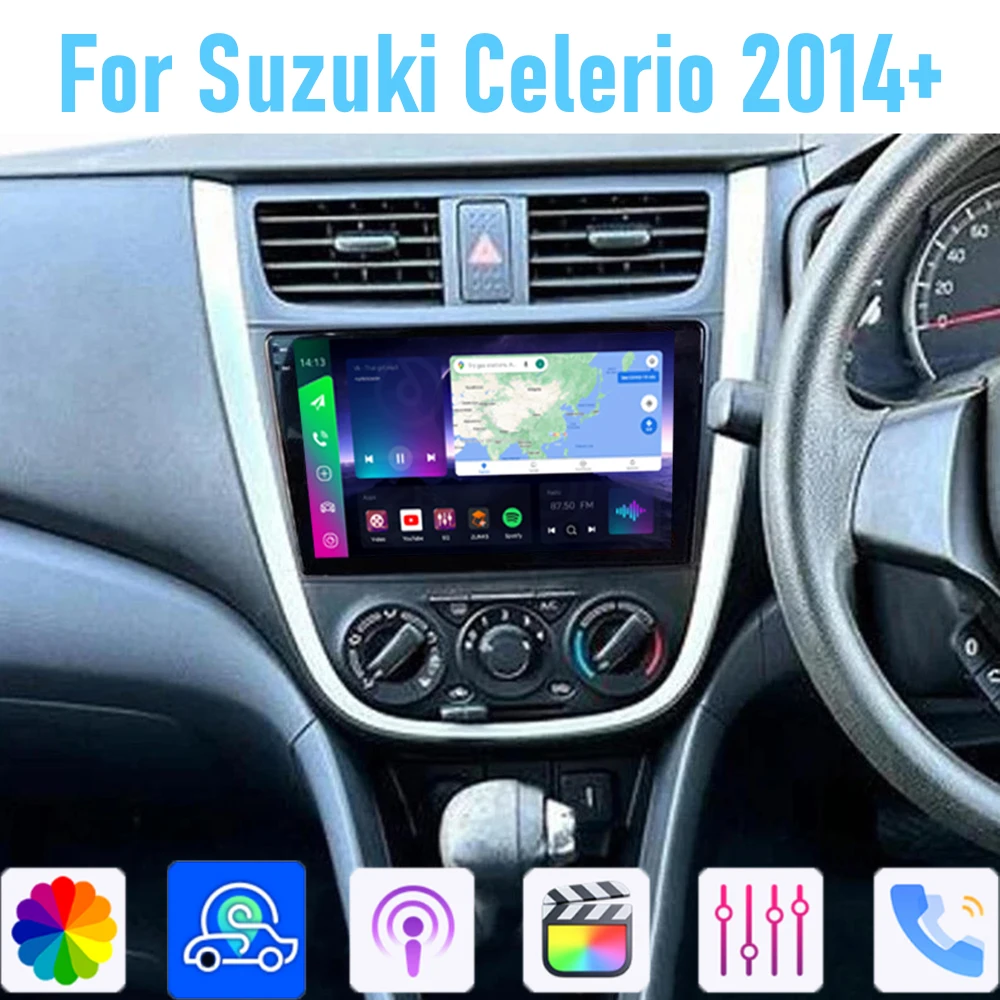 9'' For Suzuki Celerio 2014+ Car Radio Unit GPS Multimedia Carplay Android15 Wireless Navigation Intelligent System Camera 64GB