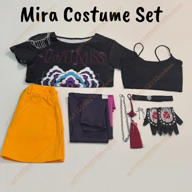 MINISO Mira KPop аниме охотники на демонов косплей костюм парик комплект для женщин и девочек высококачественный костюм охоты идеально подходит для Хэллоуина